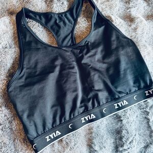 Zyia Active Black Racerback Sports Bra - Large Women’s Athletic Logo Band